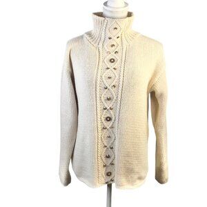 Shannon Passero Sweater Size M Beige Natural Coconut Buttons Accents Style 273